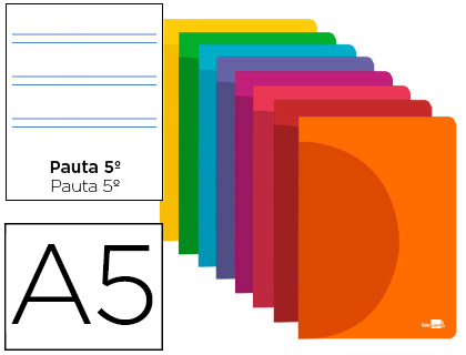 Libreta escolar Liderpapel 360° A5 48h 90g/m² pauta 2,5mm. tapa de plástico colores surtidos